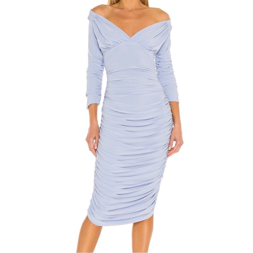 REVOLVE- Norma Kamali- Off-Shoulder blue dress